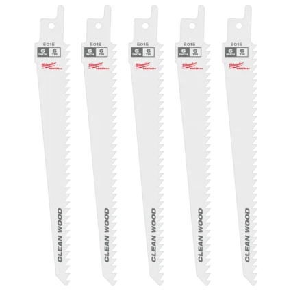 6″ 6 TPI Fleam Ground SAWZALL® Blade for Clean Wood (5 PK)