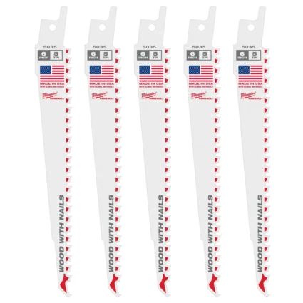 6″ 5 TPI SAWZALL® Blade for Wood with Nails (5 PK)