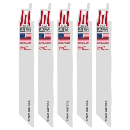 6″ 24 TPI SAWZALL® Blade for Thin Metal (5 PK)