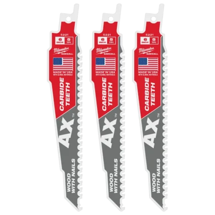 6″ 5 TPI AX™ with Carbide Teeth SAWZALL® Blade for Wood with Nails (1 PK)