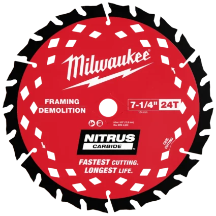 7-1/4” 24T NITRUS™ Carbide Framing & Demolition Circular Saw Blade