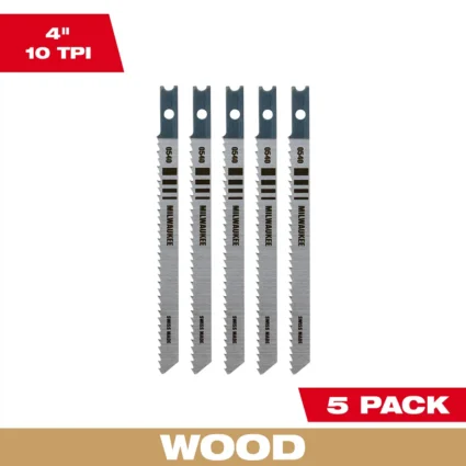 4″ 10TPI T-Shank Wood High Carbon Steel Jig Saw Blades (5 PK)
