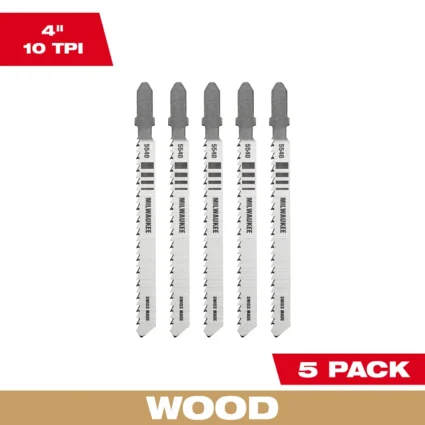 4″ 10TPI T-Shank Wood High Carbon Steel Jig Saw Blades (5 PK)