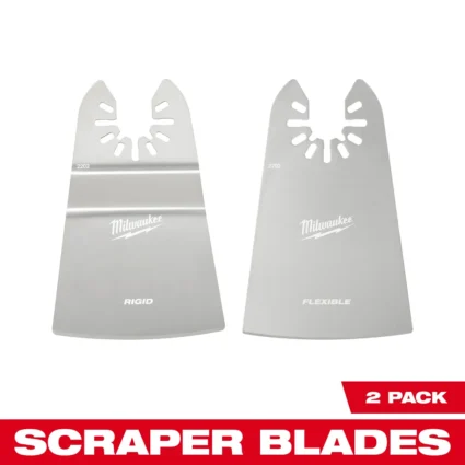 2 PC 2″ Rigid and Flexible Scraper Universal Fit Oscillating Multi-Tool Blade Set