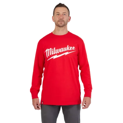 Heavy Duty Tee – Long Sleeve Logo Red